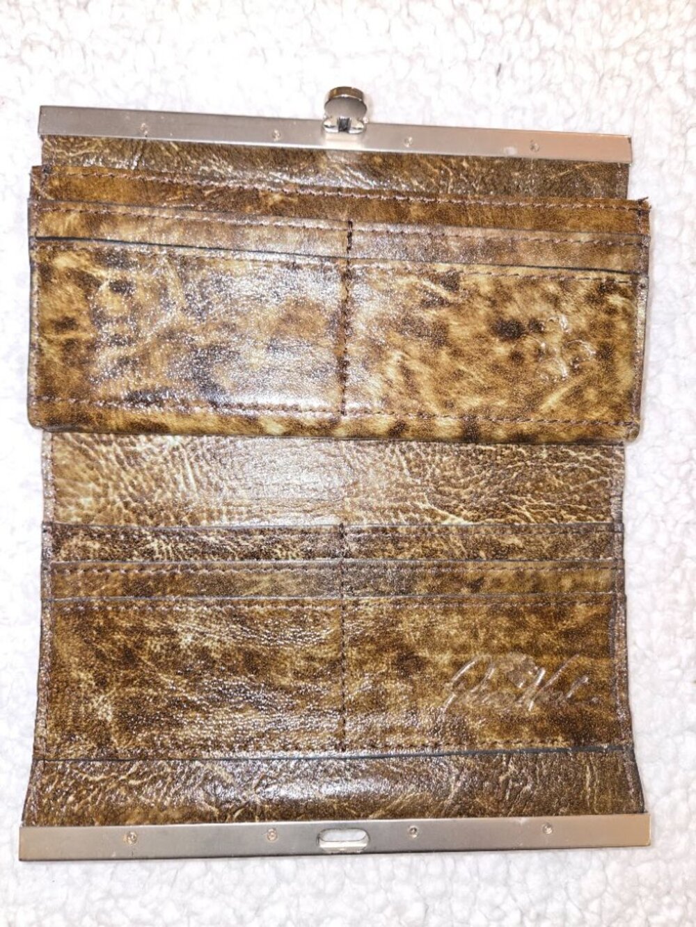 Patricia Nash Tooled Turquoise Leather Kiss Lock Checkbook Wallet Organizer - Picture 5 of 8